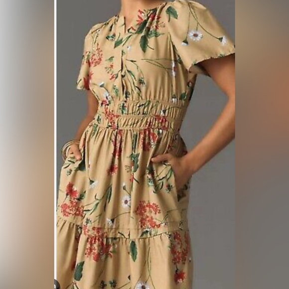 ANTHRPOLOGIE Somerset Maxi Dress: khaki Motif - Picture 3 of 7